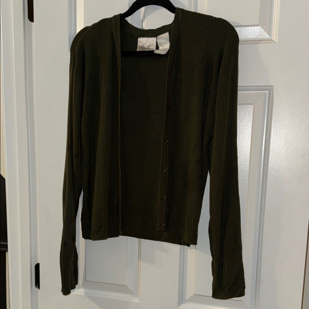 Kathie Lee Collection Dark Green Cardigan